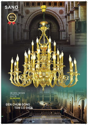 Đèn chùm đồng Sano Lighting CĐ 1019/12+12+6