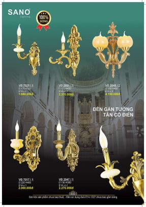 Đèn vách đồng Sano Lighting VĐ 7025/1, VĐ 7017/1, VĐ 2051/1, VĐ 2045/2, VĐ 2047/1