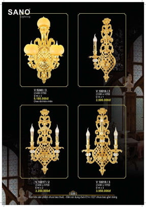 Đèn vách Sano Lighting V 5240/3, V 10016/1, V 10017/2, V 10018/3