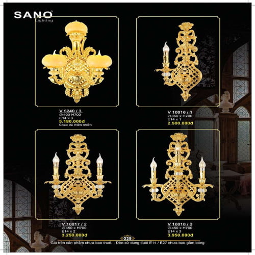 Đèn vách Sano Lighting V 5240/3, V 10016/1, V 10017/2, V 10018/3