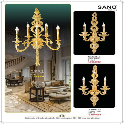 Đèn vách Sano Lighting V 10019/5, V 10020/2, V 10021/3