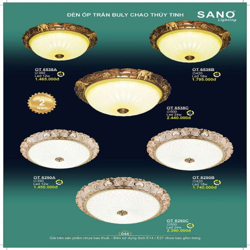 Đèn ốp trần Sano Lighting OT 6538A, OT 6538B, OT 6538C, OT 8290A, OT 8290B, OT 8290C
