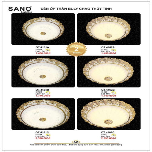 Đèn ốp trần Sano Lighting OT 4161A, OT 4161B, OT 4161C, OT 4162A, OT 4162B, OT 4162C