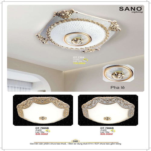 Đèn ốp trần Sano Lighting OT 7304, OT 7965B, OT 7966B