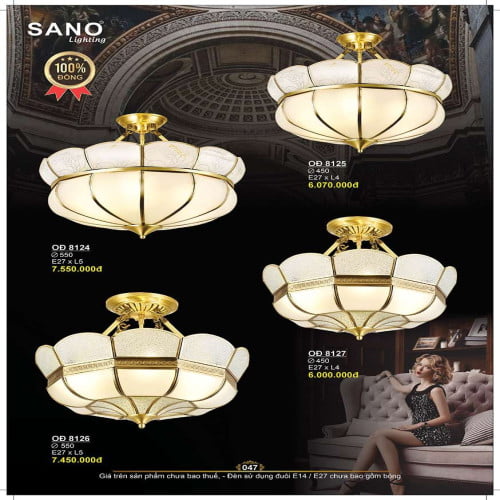 Đèn thả đồng Sano Lighting OĐ 8124, OĐ 8125, OĐ 8126, OĐ 8127