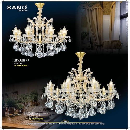 Đèn chùm pha lê Sano Lighting CPL 2566/8, CPL 2567/10+5