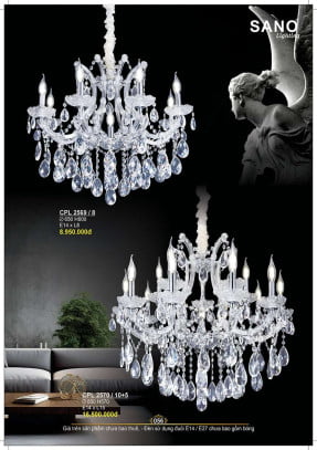 Đèn chùm pha lê Sano Lighting CPL 2569/8, CPL 2570/10+5