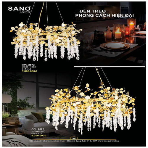 Đèn chùm pha lê Sano Lighting CPL 2572, CPL 2573