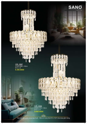 Đèn chùm pha lê Sano Lighting CPL 2587, CPL 2588