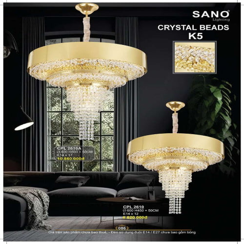 Đèn chùm pha lê Sano Lighting CPL 2610, CPL 2610A
