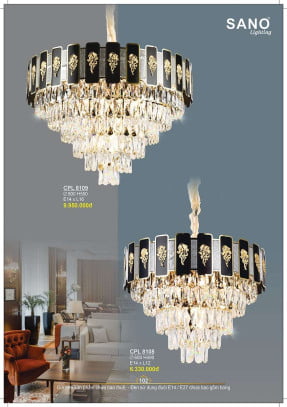 Đèn chùm pha lê Sano Lighting CPL 8108, CPL 8109