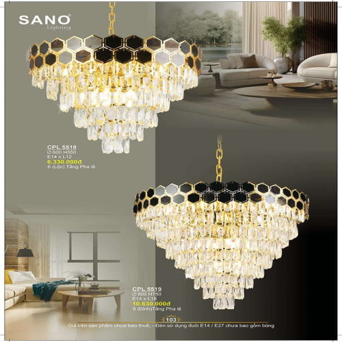 Đèn chùm pha lê Sano Lighting CPL 5518, CPL 5519