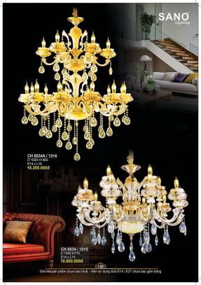 Đèn chùm Sano Lighting CH 6034/10+5, CH 6034A/12+6