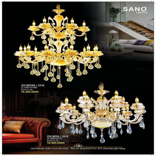 Đèn chùm Sano Lighting CH 6034/10+5, CH 6034A/12+6