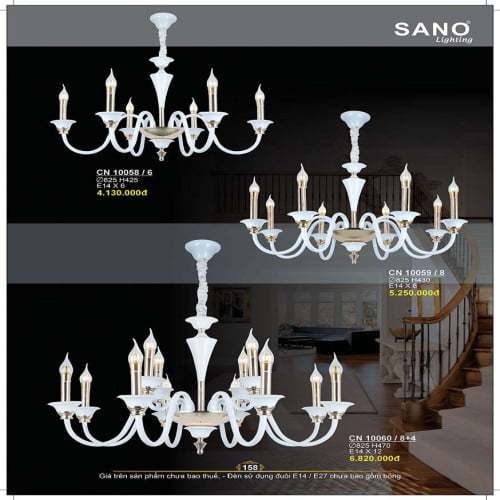 Đèn chùm Sano Lighting CN 10058/6, CN 10059/8, CN 10060/8+4