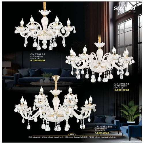 Đèn chùm Sano Lighting CN 7757/6, CN 7758/8, CN 7759/8+4