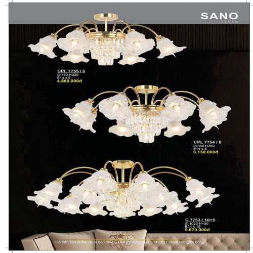 Đèn chùm Sano Lighting CPL 7755/6, CPL 7754/8, CPL 7753/10+5