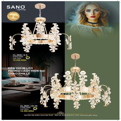 Đèn chùm Sano Lighting CL 2626/6+6, CL 2627/10+10