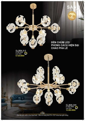 Đèn chùm Sano Lighting CL 2634/6+3, CL 2635/8+8