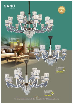 Đèn chùm Sano Lighting CL 10087/6, CL 10088/8+4, CL 10086/12+6