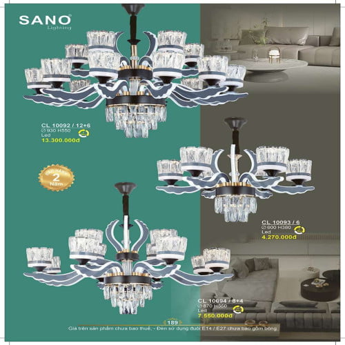 Đèn chùm Sano Lighting CL 10093/6, CL 10094/8+4, CL 10092/12+6