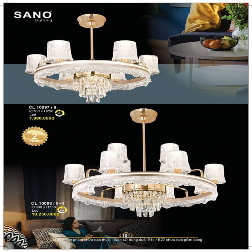 Đèn chùm Sano Lighting CL 10097/6, CL 10098/8+4