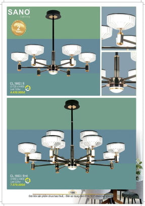 Đèn chùm Sano Lighting CL 1662/6, CL 1663/8+4
