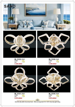 Đèn mâm Sano Lighting ML 10105/3+3, ML 10106/3+3, ML 10107/4+4, ML 10108/4+4