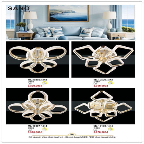 Đèn mâm Sano Lighting ML 10105/3+3, ML 10106/3+3, ML 10107/4+4, ML 10108/4+4