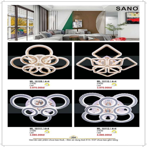 Đèn mâm Sano Lighting ML 10109/4+4, ML 10110/4+4, ML 10111/4+4, ML 10112/4+4