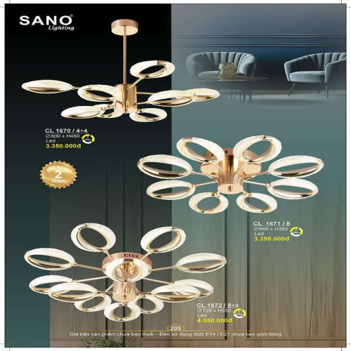 Đèn chùm Sano Lighting CL 1670/4+4, CL 1671/8, CL 1672/8+4