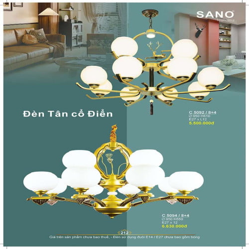 Đèn chùm Sano Lighting C 5092/8+4, C 5094/8+4