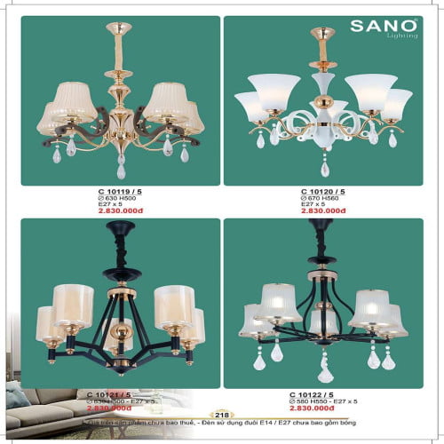 Đèn chùm Sano Lighting C 10119/5, C 10120/5, C 10121/5, C 10122/5