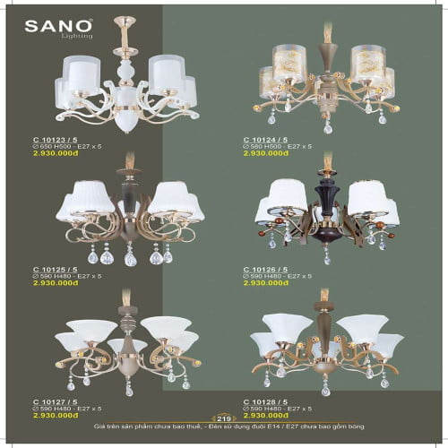 Đèn chùm Sano Lighting C 10123/5, C 10124/5, C 10125/5, C 10126/5, C 10127/5, C 10128/5