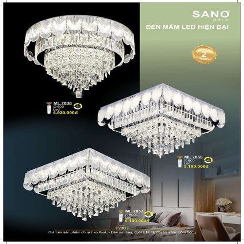 Đèn mâm pha lê Sano Lighting ML 7838, ML 7855, ML 7857