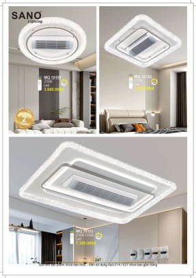 Đèn mâm quạt ốp trần Sano Lighting MQ 10151, MQ 10152, MQ 10153