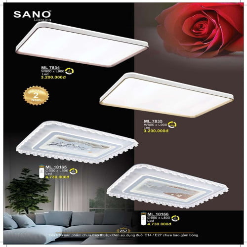 Đèn mâm ốp trần Sano Lighting ML 7834, ML 7835, ML 10165, ML 10166