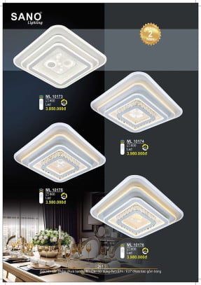 Đèn mâm ốp trần Sano Lighting ML 10173, ML 10174, ML 10175, ML 10176