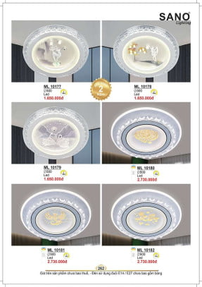 Đèn mâm ốp trần Sano Lighting ML 10177, ML 10178, ML 10179, ML 10180, ML 10181, ML 10182