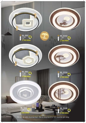 Đèn mâm ốp trần Sano Lighting ML 5582, ML 5583, ML 2883, ML 10183, ML 10184, ML 10185