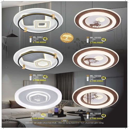 Đèn mâm ốp trần Sano Lighting ML 5582, ML 5583, ML 2883, ML 10183, ML 10184, ML 10185