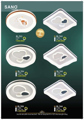 Đèn mâm ốp trần Sano Lighting ML 7823, ML 7904, ML 7906, ML 7442, ML 7443, ML 7444