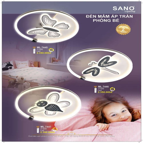 Đèn mâm ốp trần Sano Lighting ML 7445, ML 7446, ML 7447