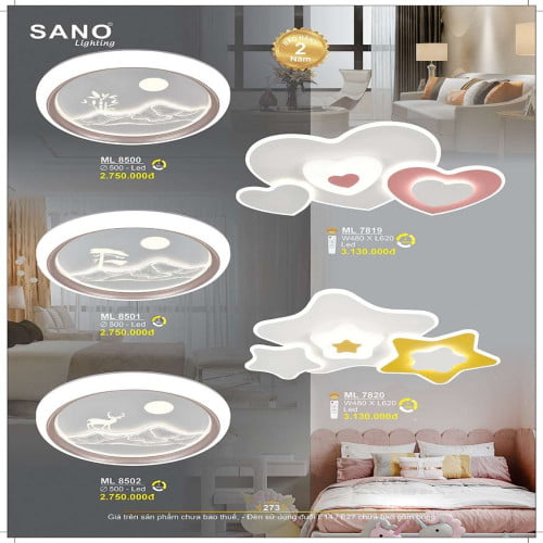 Đèn mâm ốp trần Sano Lighting ML 8500, ML 8501, ML 8502, ML 7819, ML 7820