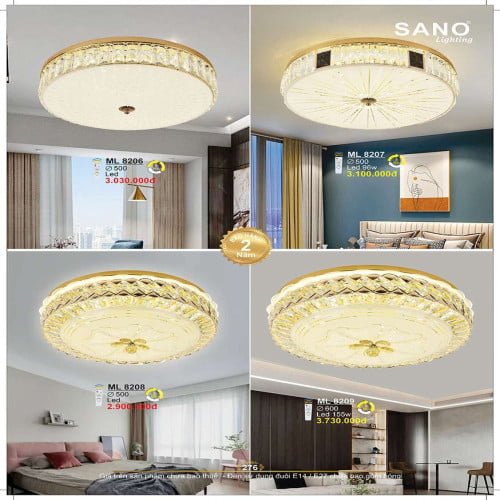 Đèn mâm ốp trần Sano Lighting ML 8206, ML 8207, ML 8208, ML 8209