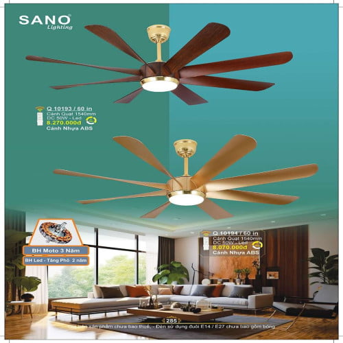 Quạt trần Sano Lighting Q 10193/60 in, Q 10194/60 in