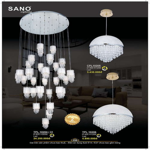 Đèn thả Sano Lighting TPL 10204/31, TPL 10206, CPL 10205