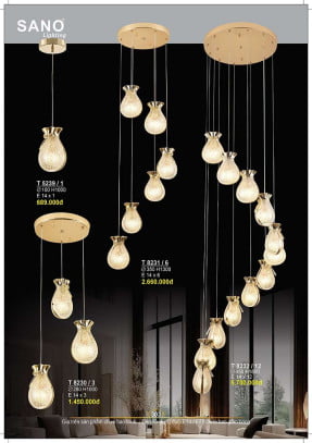 Đèn thả Sano Lighting T 8232/12, T 8231/6, T 8230/3, T 5239/1