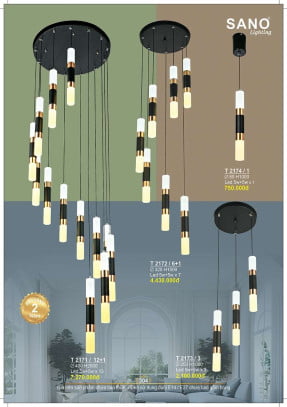 Đèn thả Sano Lighting T 2171/12+1, T 2172/6+1, T 2173/3, T 2174/1