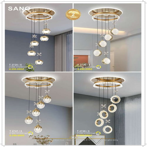 Đèn thả Sano Lighting T 2725/5, T 2726/5, T 2727/5, T 2728/5